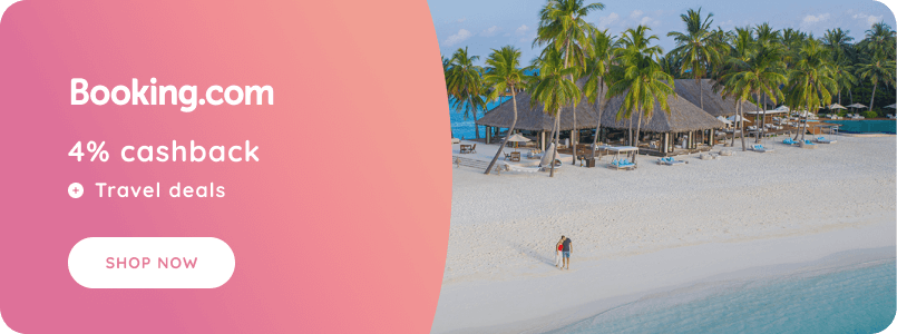 Great cashback on bookings.com.